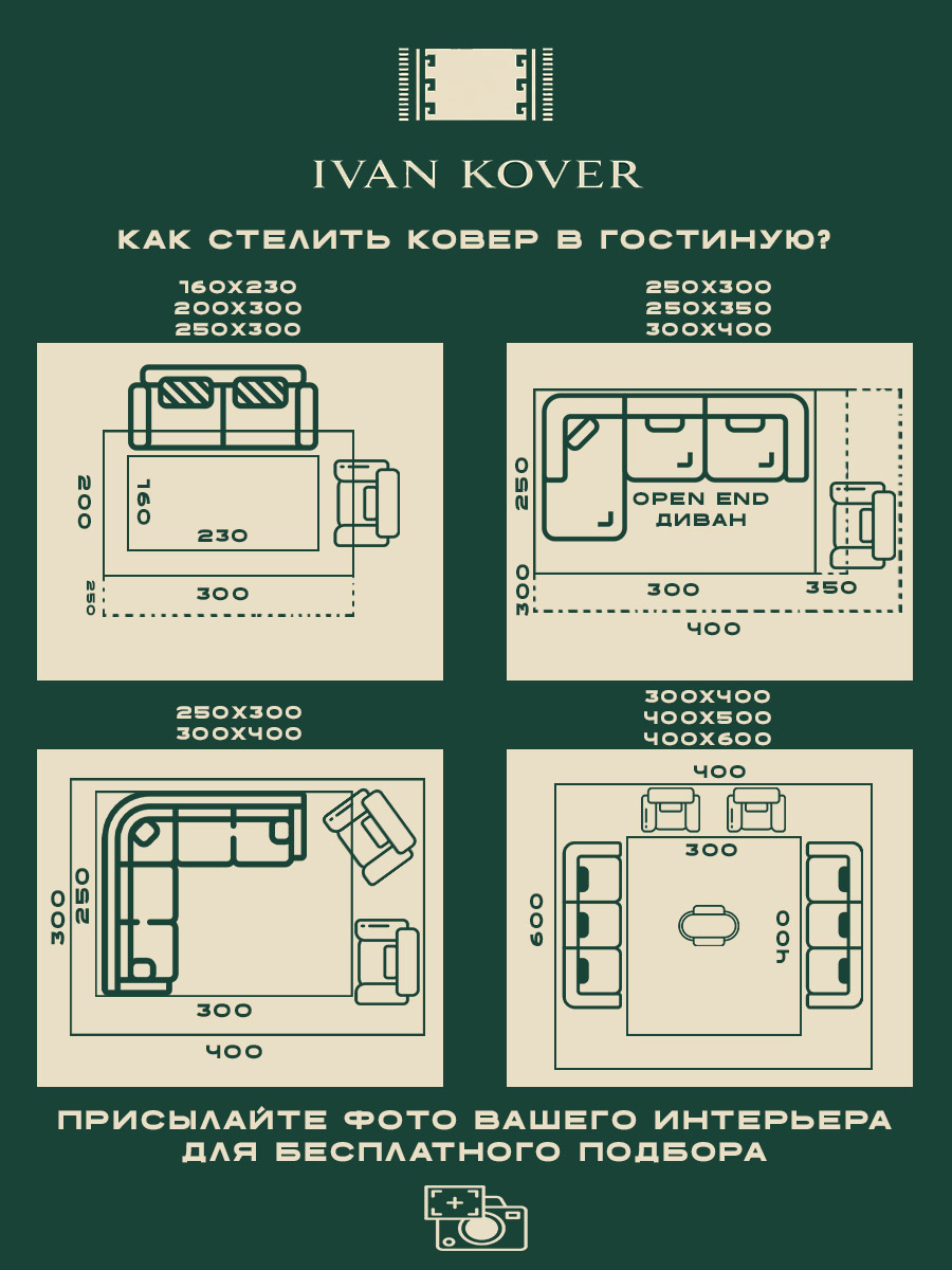 Схема: как стелить ковер в гостиную