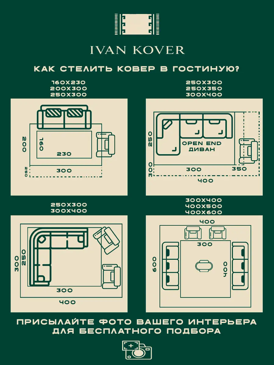 Схема: как стелить ковер в гостиную
